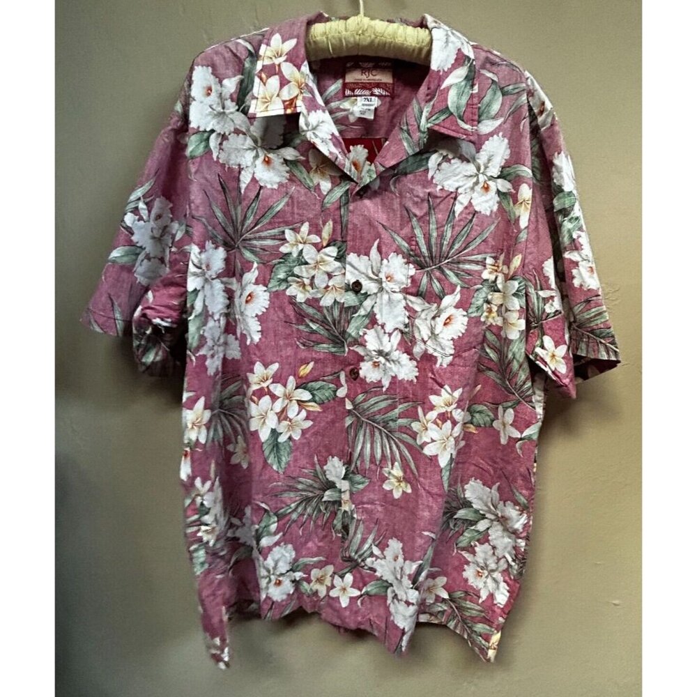 RJC Kalaheo Hawaiian Shirt Men's 2XL Button Up Short Sleeve Red Reverse Print